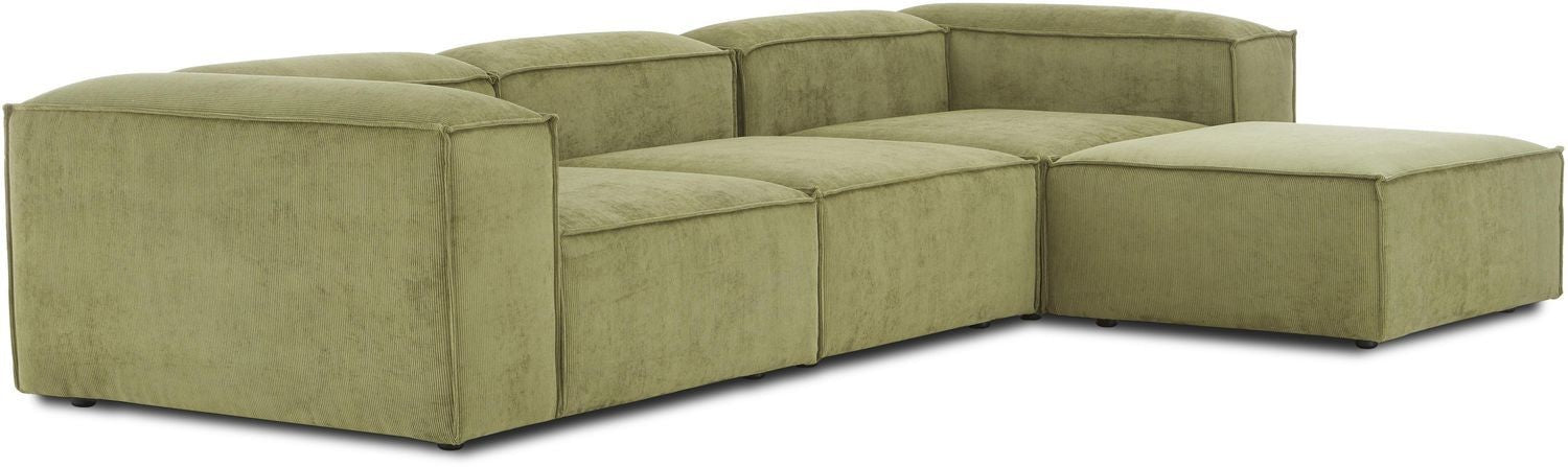 Canapé modulable 4 places en velours côtelé avec pouf Frida