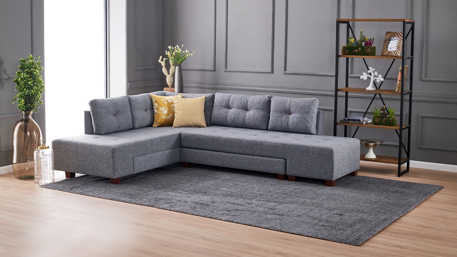 Canapé d'angle Manama Corner Sofa Bed Left - Grey