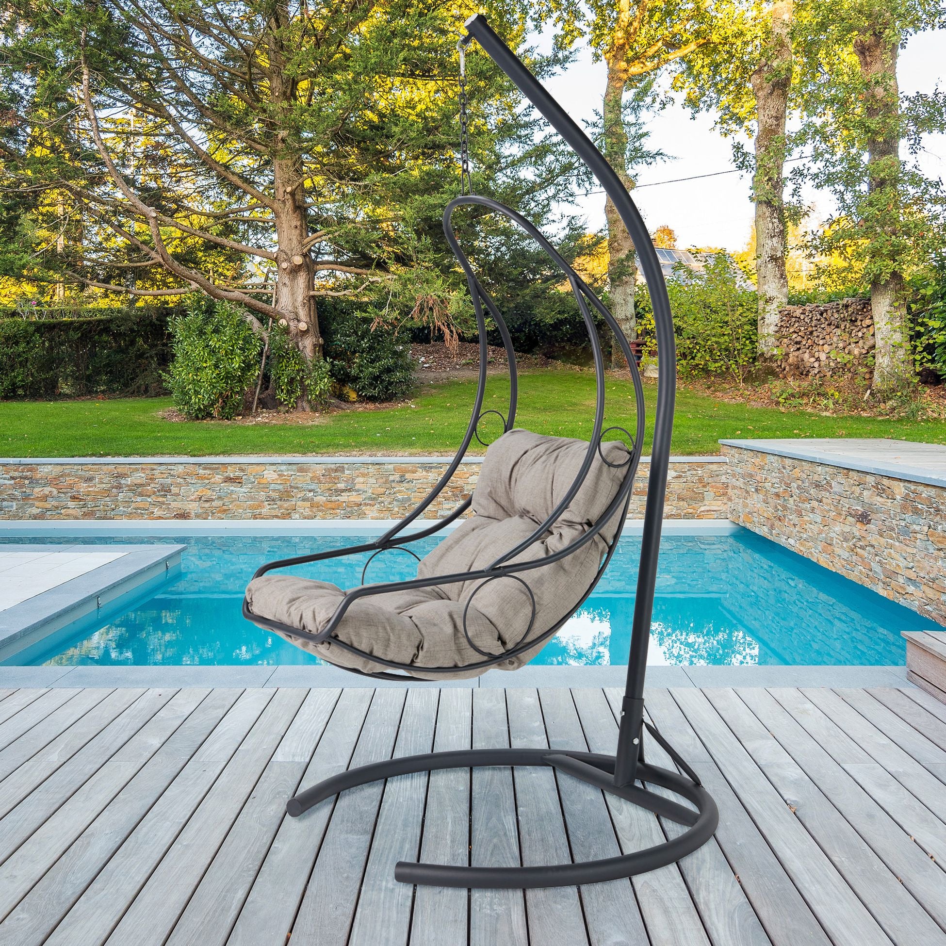Chaise de balançoire unique de jardin Çalı - Anthracite, Grey