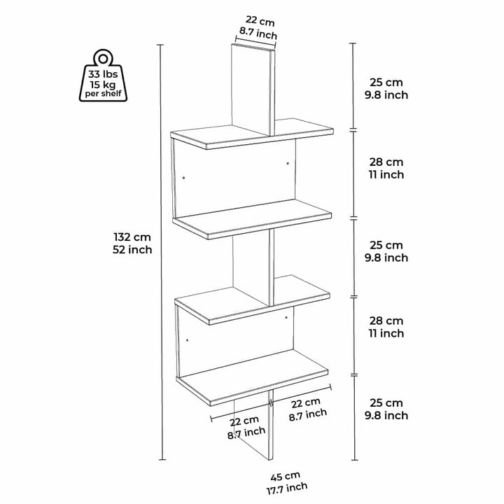 Otto 2-Tier Étagère murale couleur blanc