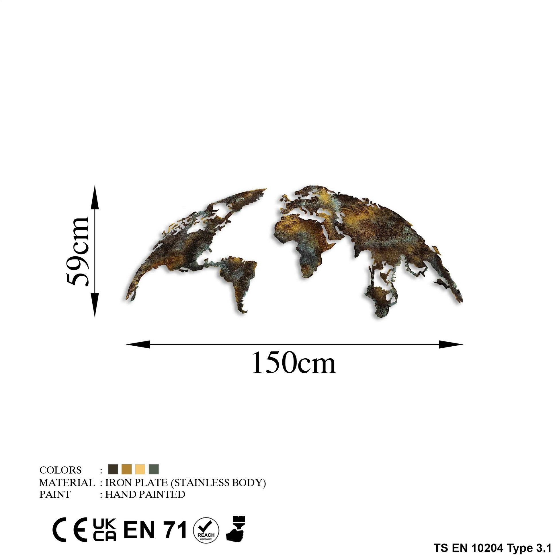 Accessoire mural en métal décoratif World Map Medium - 3