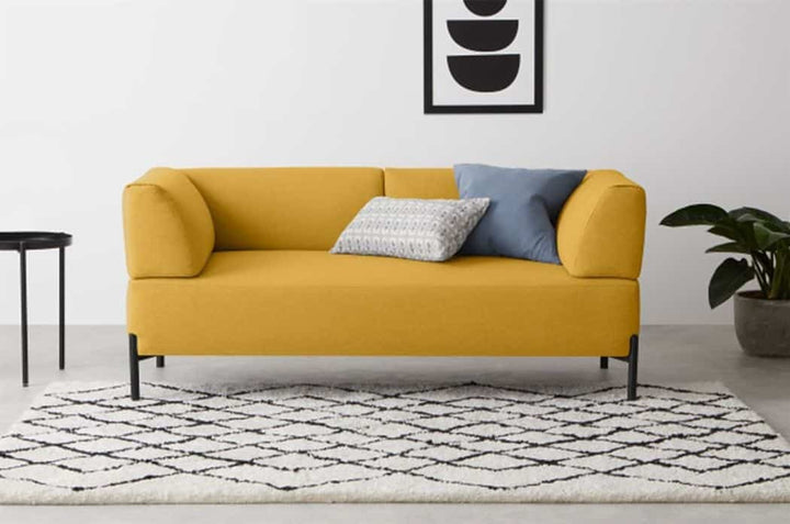 Osaka Canapé fixe 2 places en tissu avec pieds épingles Jaune
