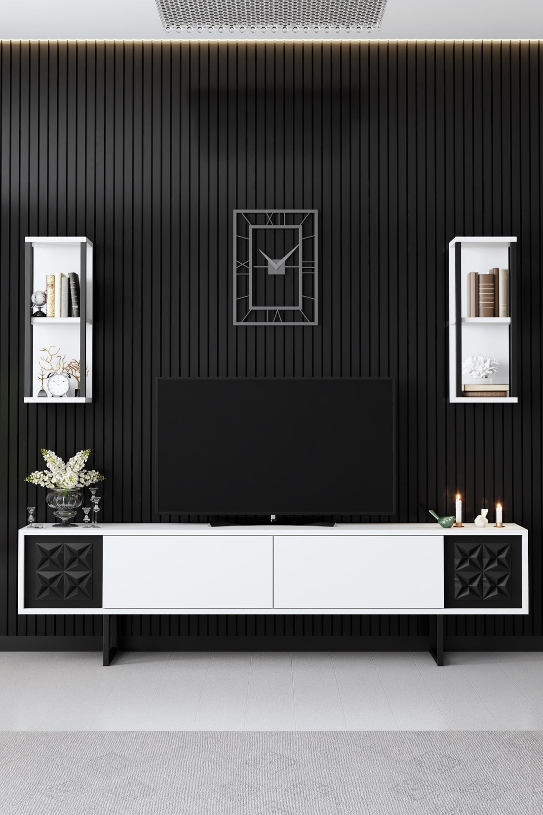 Ensemble de meubles de salon Black Line Set - White, Black