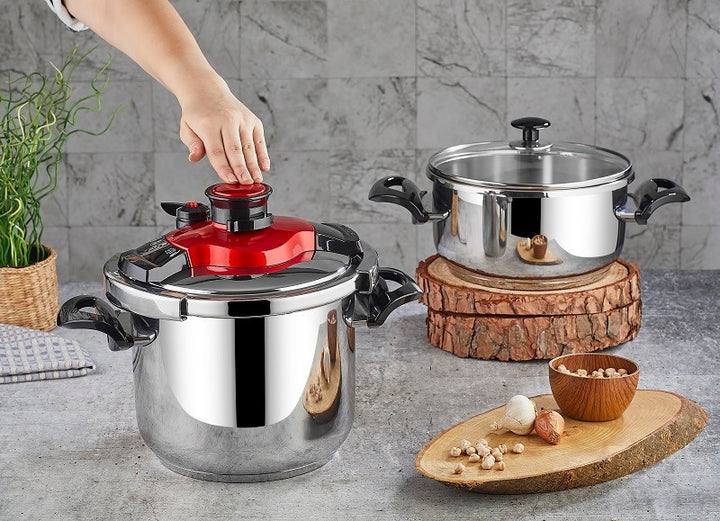 Ensemble d'autocuiseur (3 pièces) Nbl Eco 6,5 Lt + 4 Lt Pressure Cooker Set Red