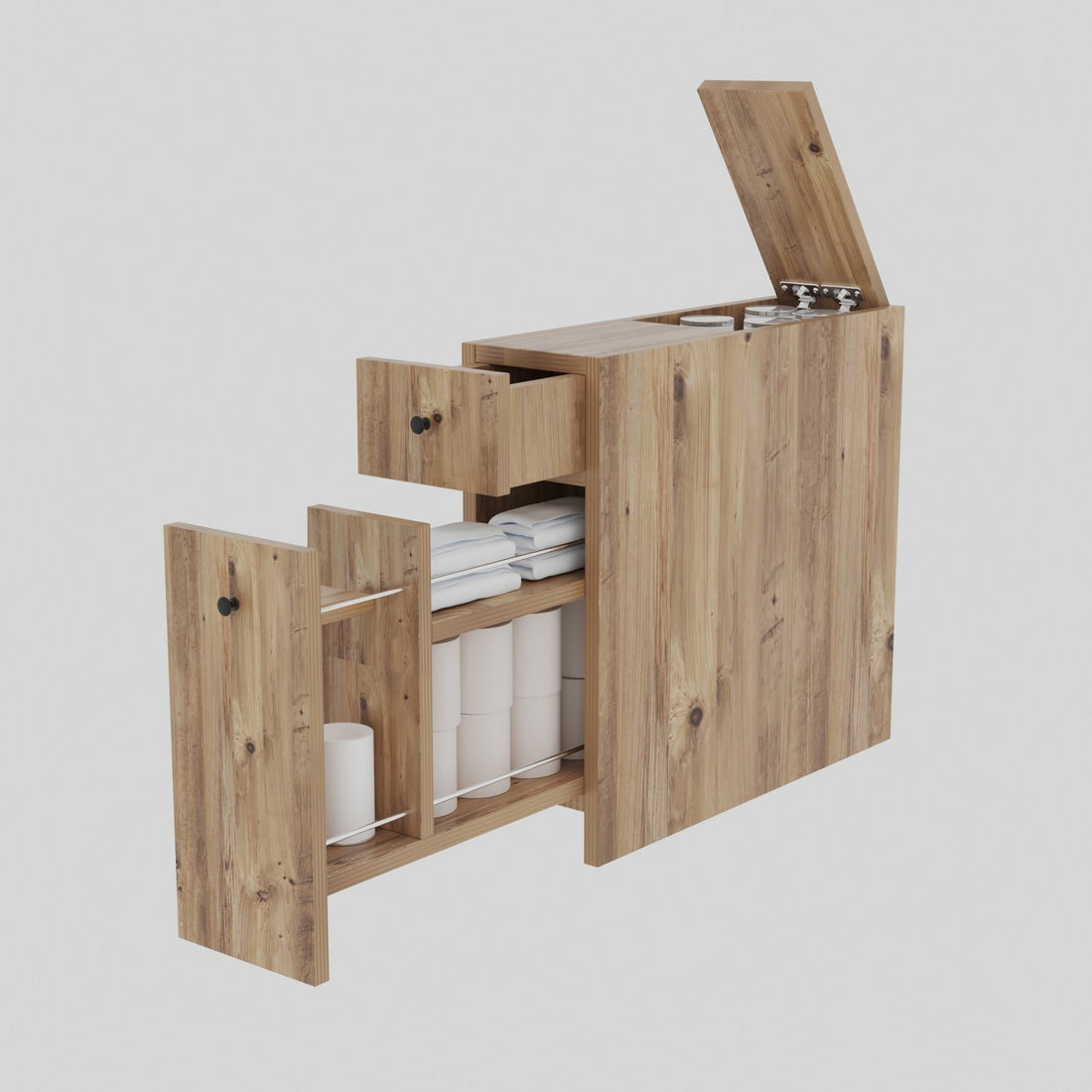 Meuble de salle de bain Caleen avec tiroirs en noyer