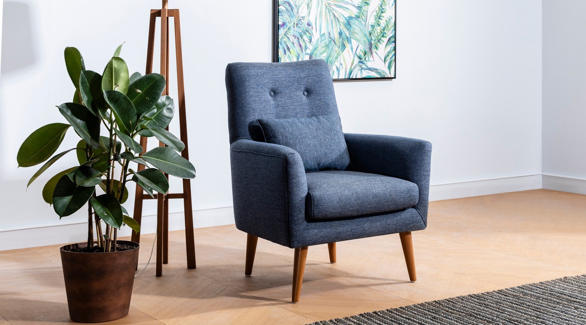 Ensemble canapé convertible 2 places et fauteuil Ikaria Tissu Bleu