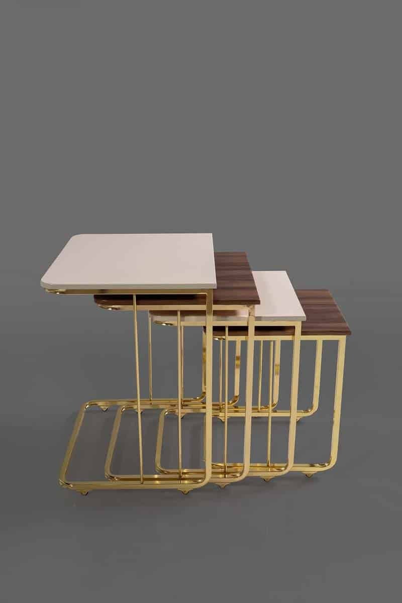 Vegas Table Gigognes en Bois Crème