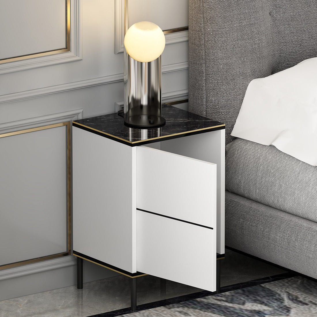 La table de nuit Imaj - White, Marble