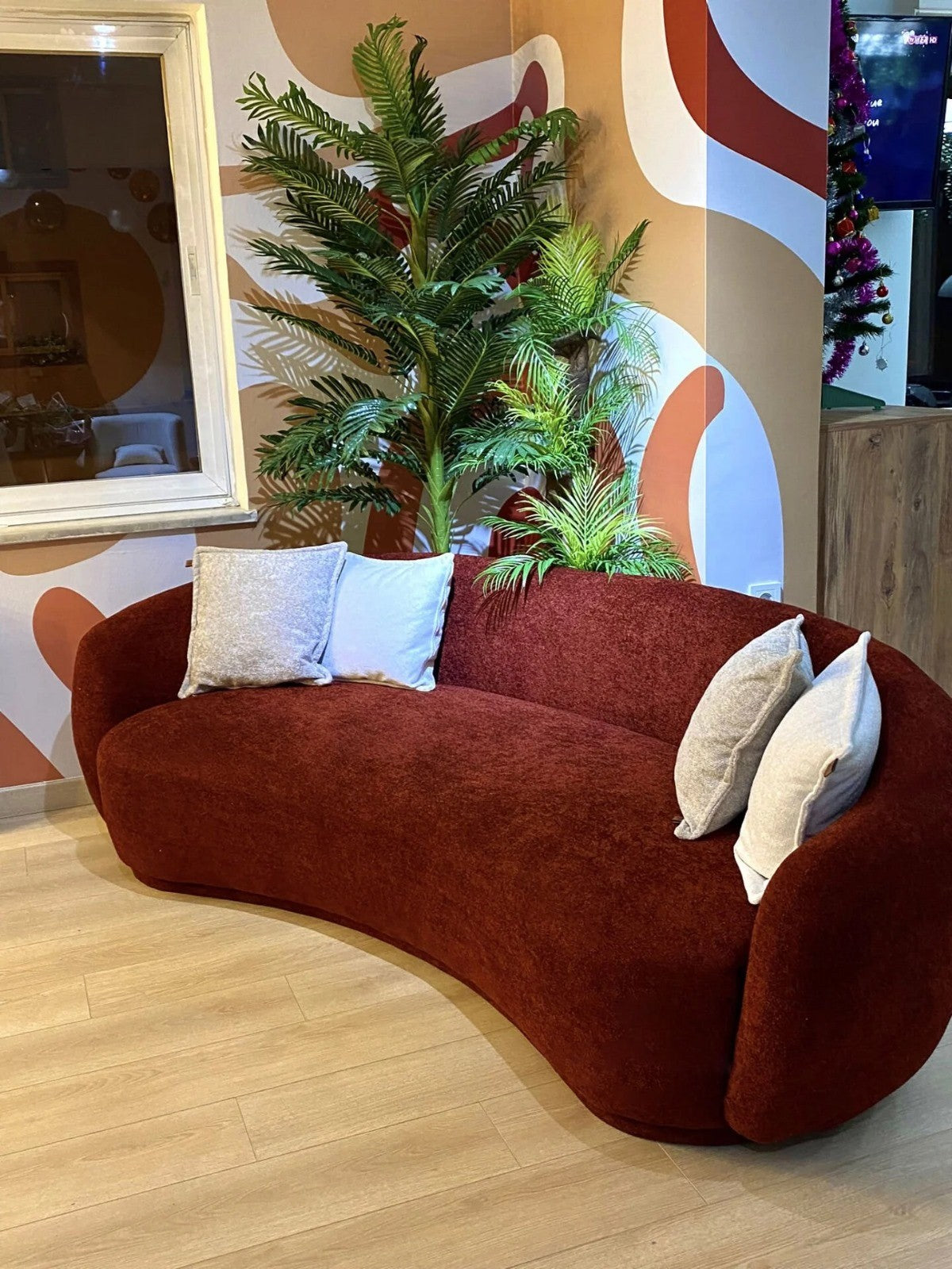 Canapé design 3 places Oliver Tissu bouclette