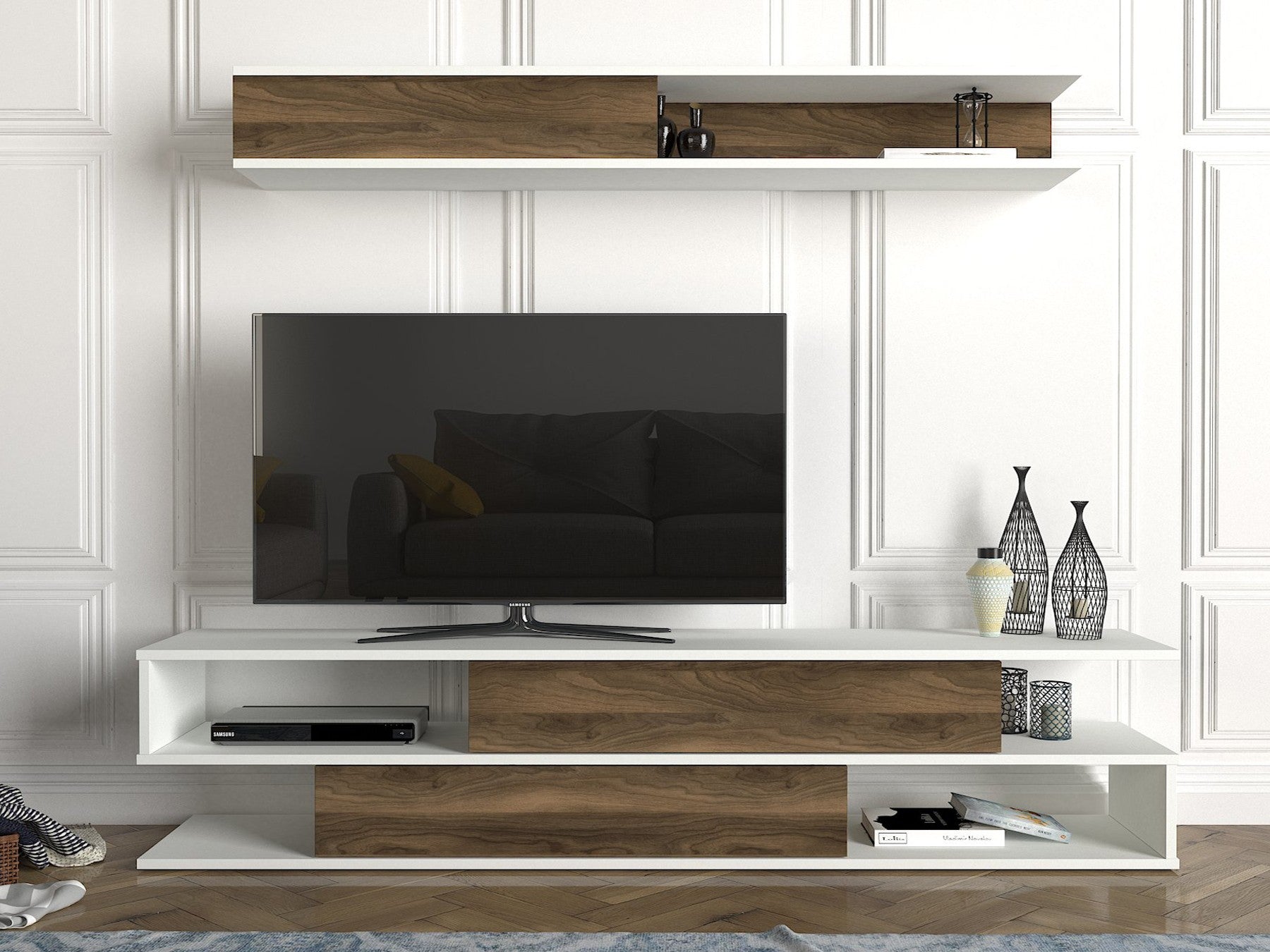 Unité de télévision Manyetik - White, Walnut