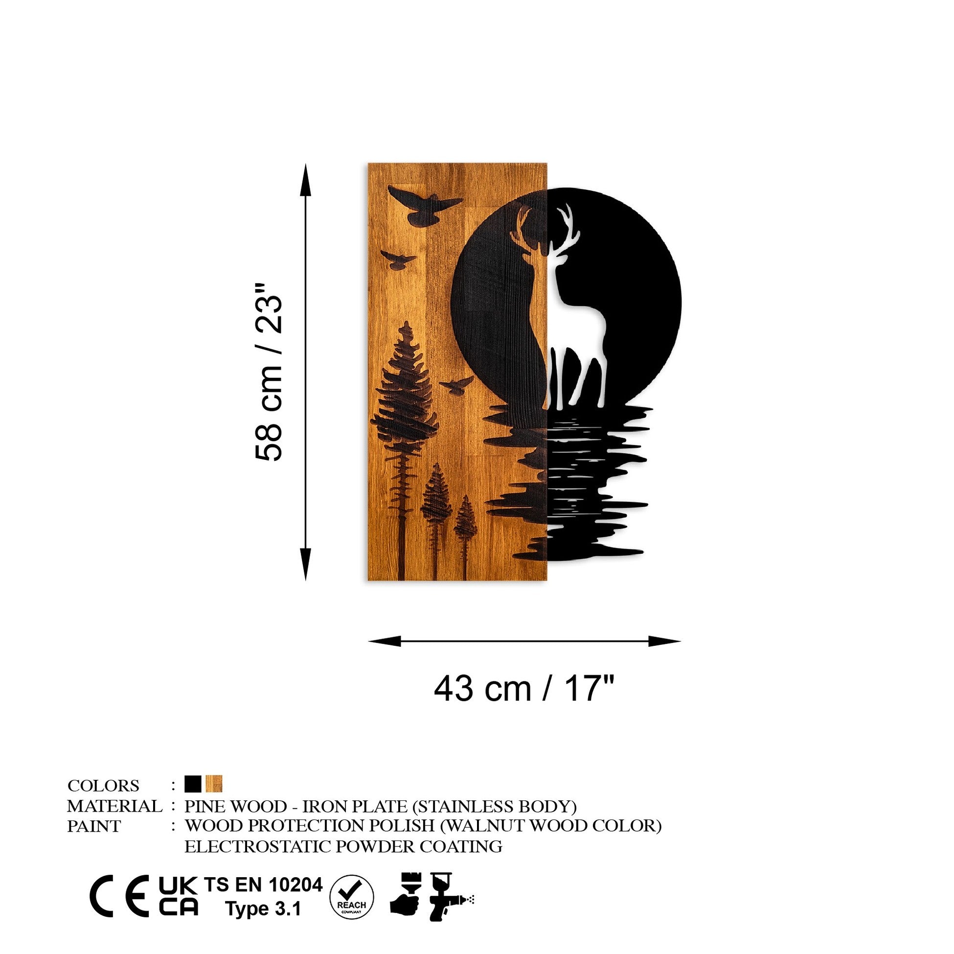 Accessoire mural en bois décoratif Deer and Moon