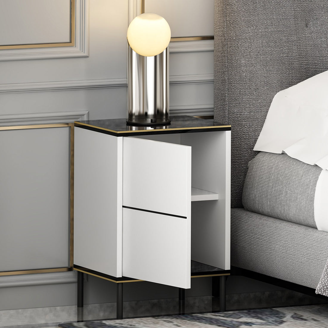 La table de nuit Imaj - White, Marble