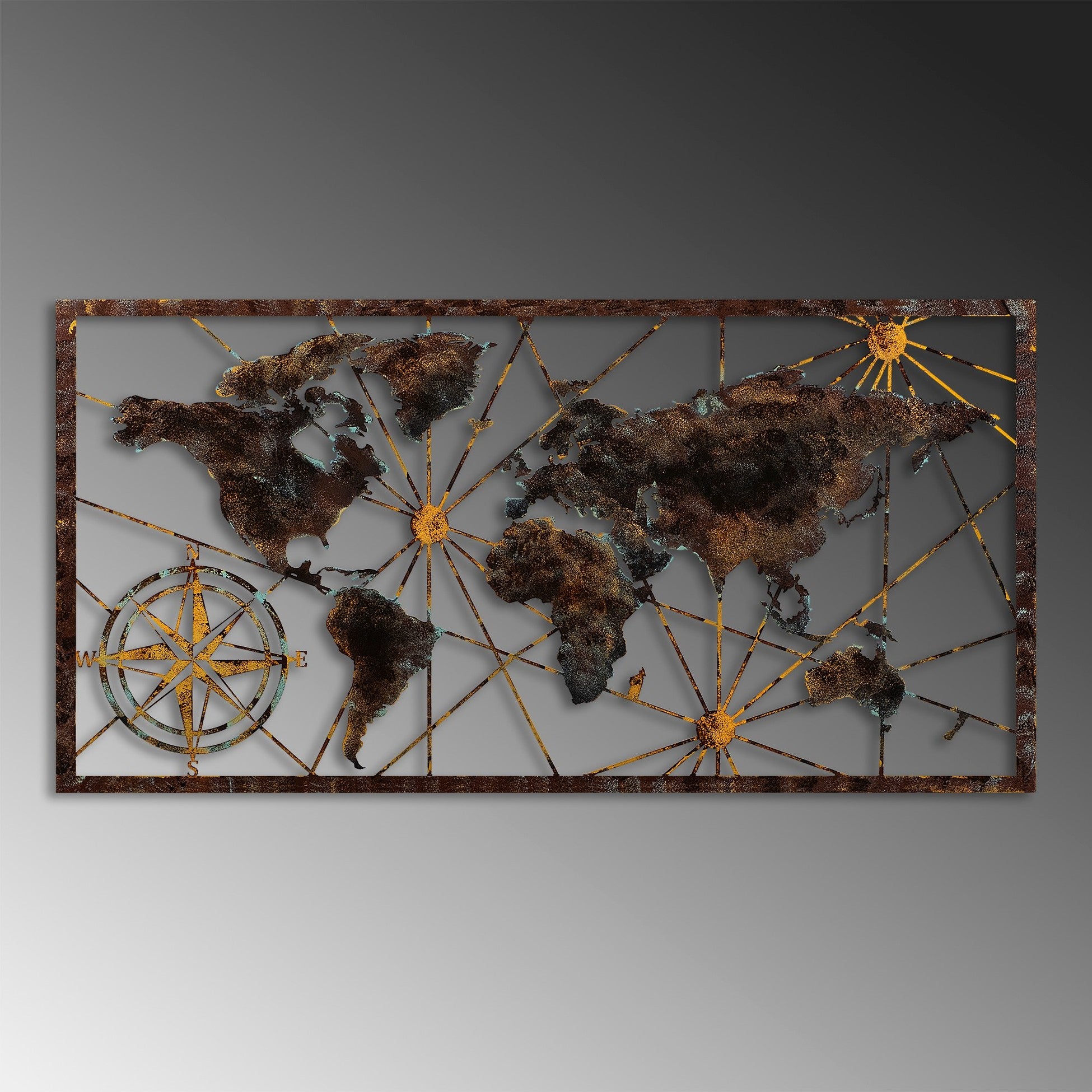 Accessoire mural en métal décoratif World Map Large - 1