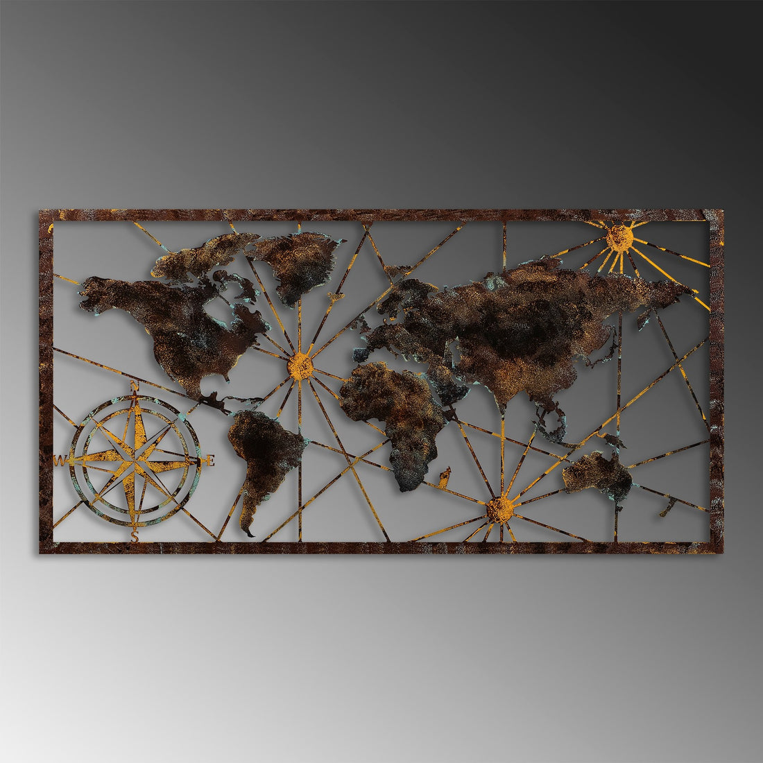 Accessoire mural en métal décoratif World Map Large - 1