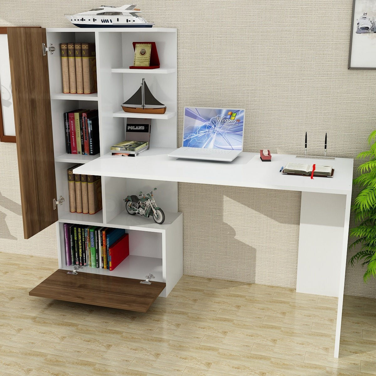 Bureau d'étude Domingos - White, Walnut