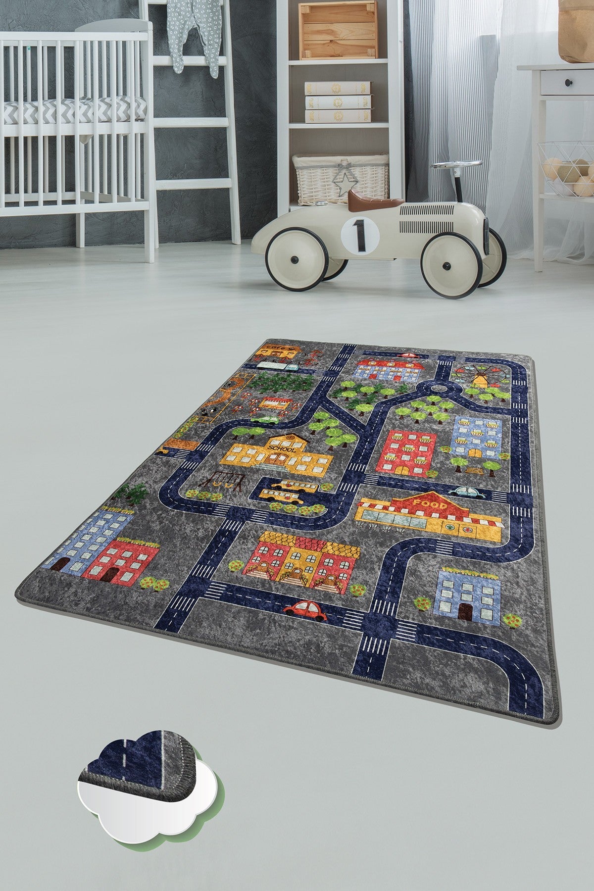 Tapis (140 x 190) Small Town - Grey