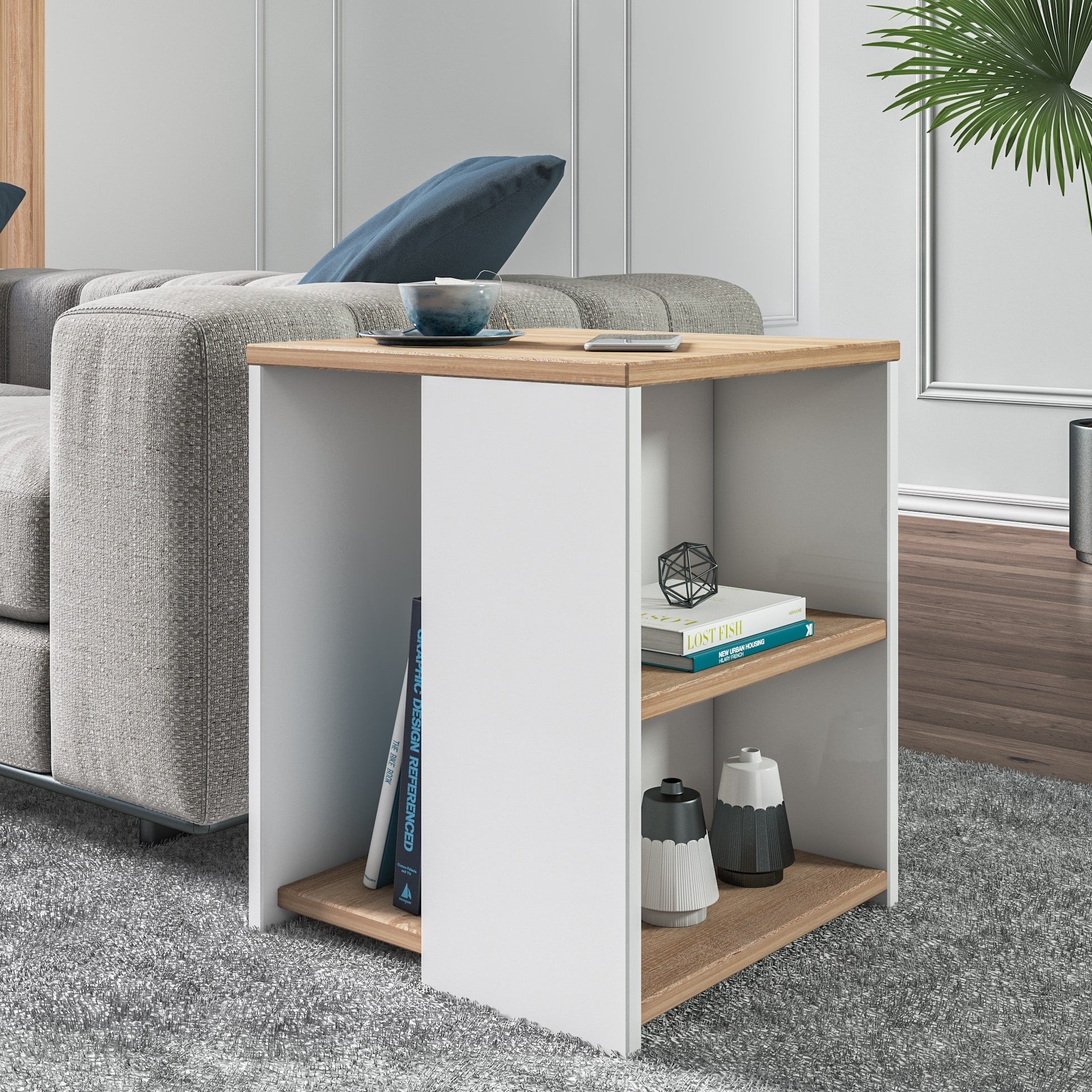 Table d’appoint Rome blanc wallnut