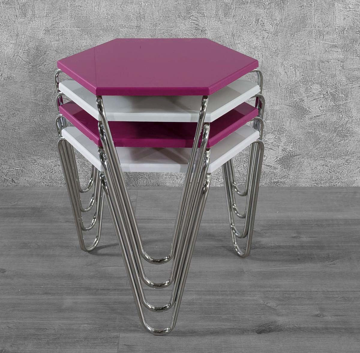 Piramit Table Gigognes Blanc Violet