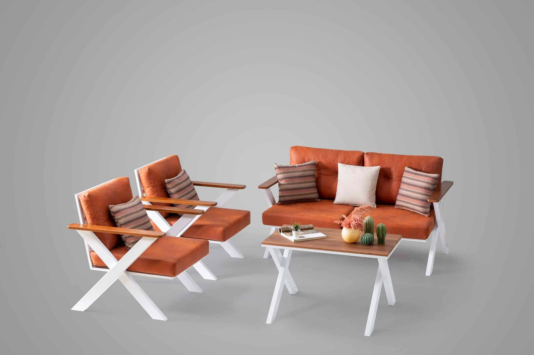 Salon de jardin avec coussins &amp; table basse Delux