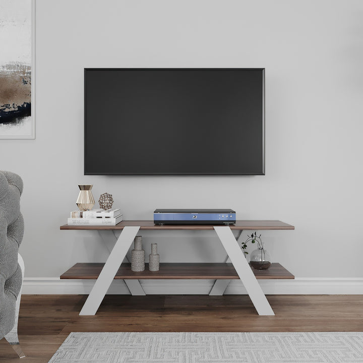 Meuble TV April - White, Walnut