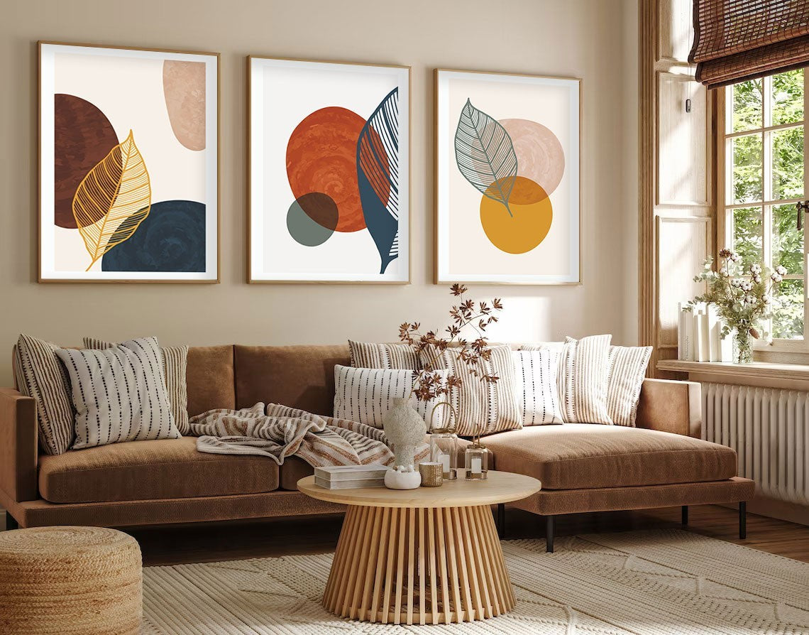 Peinture mdf encadrée décorative (3 pièces) Huhu209 - 50 x 70