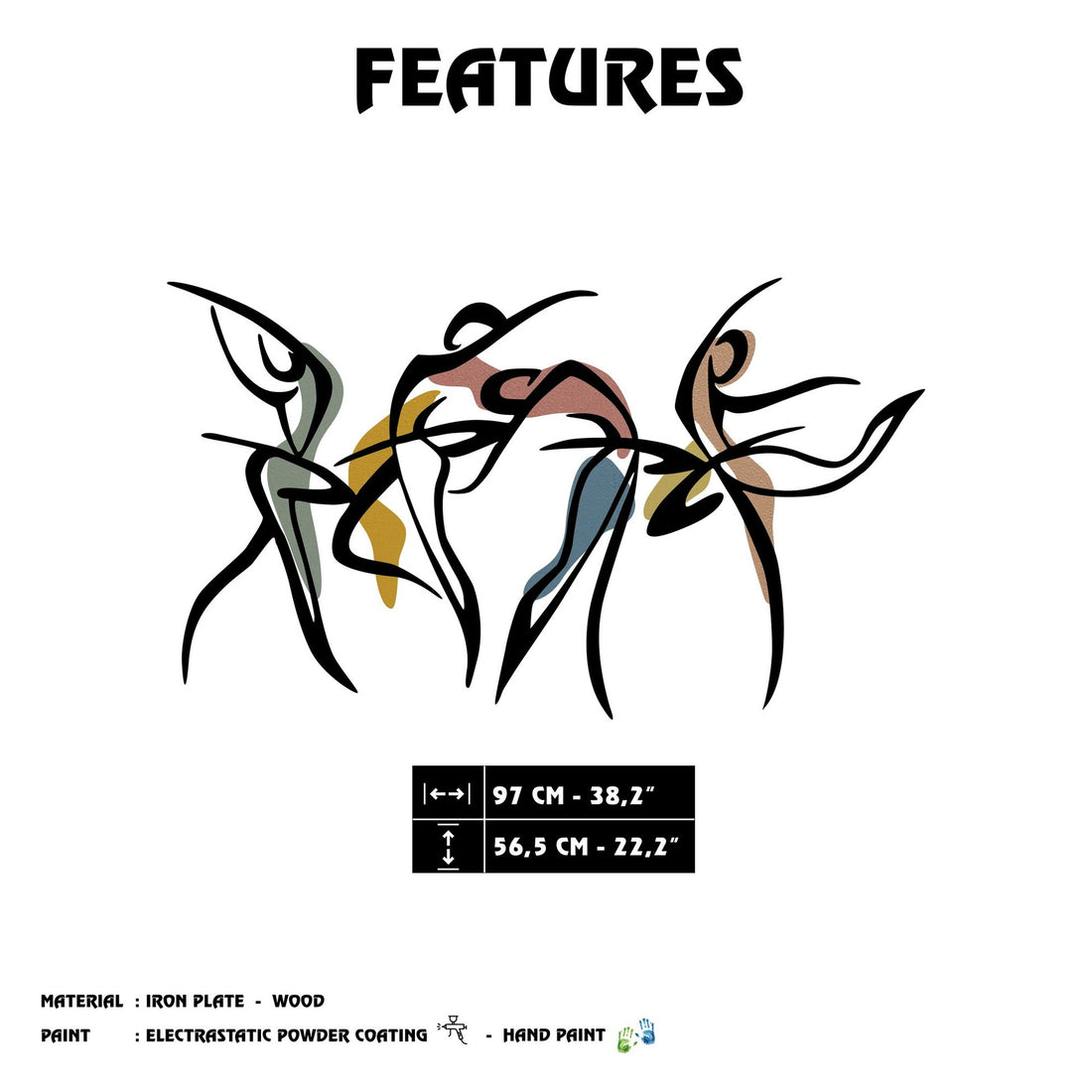 Accessoire mural en métal décoratif Dance M