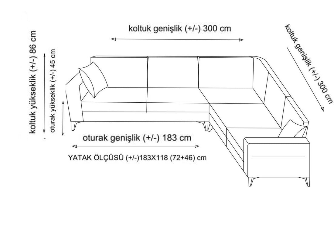 Canapé d'angle Kristal 3+Corner+3 - Dark Grey