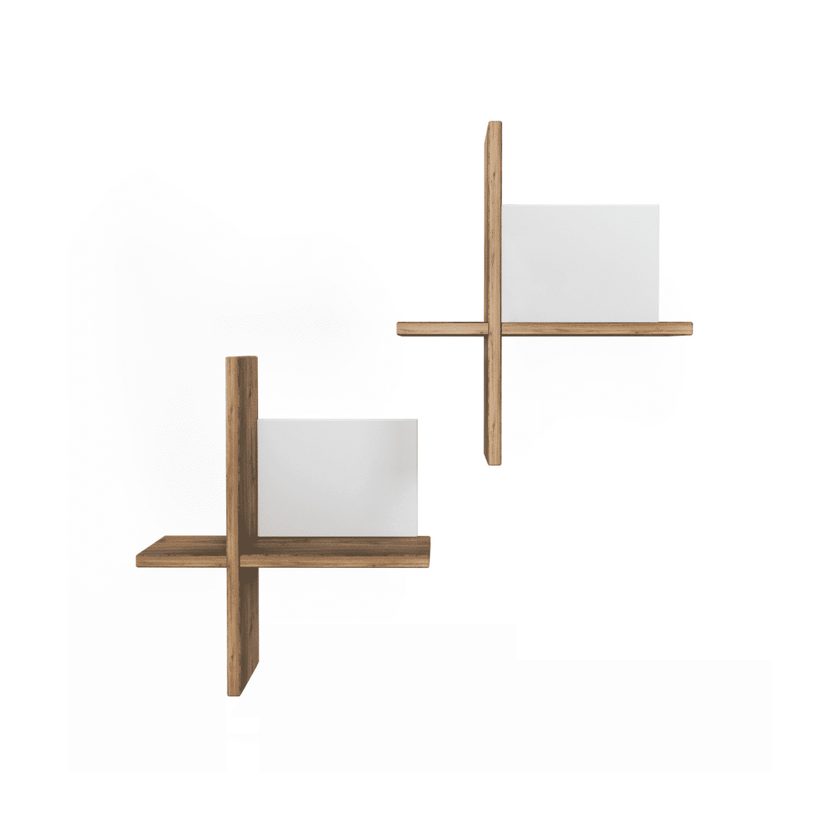 Brick Etagère murale en bois Natural lot de 2