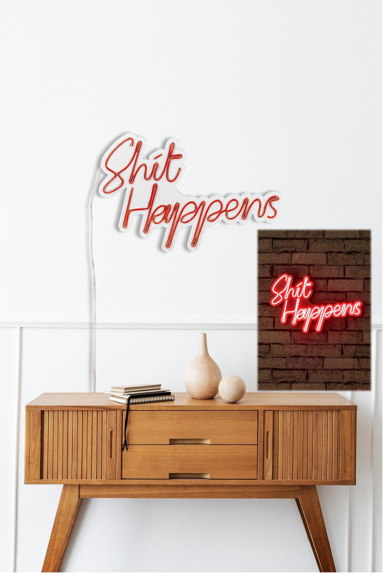 Éclairage LED en plastique décoratif Shit Happens - Red