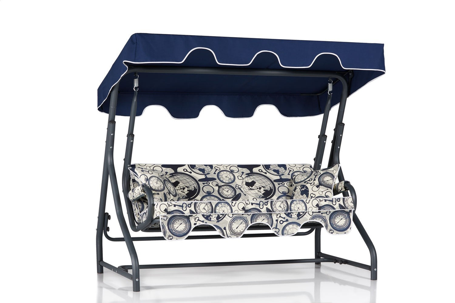 Chaise swing triple jardin Ruta 7 - Dark Blue, Cream, Black