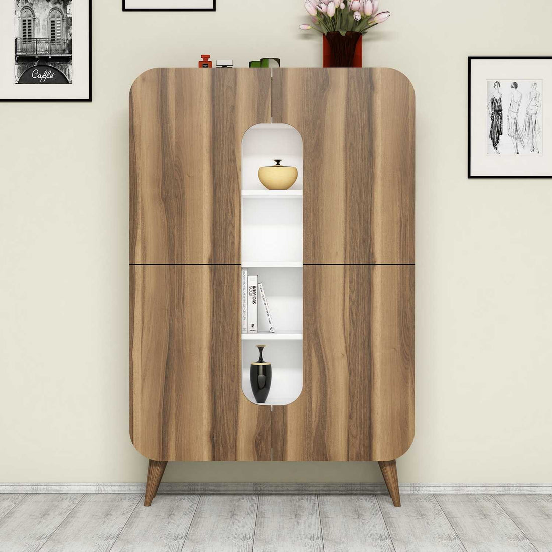 Armoire à plusieurs usage Mine - Walnut, White