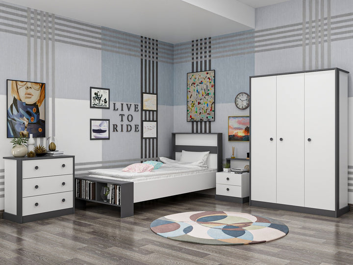 Ensemble de meubles de chambre à coucher Life - White, Anthracite