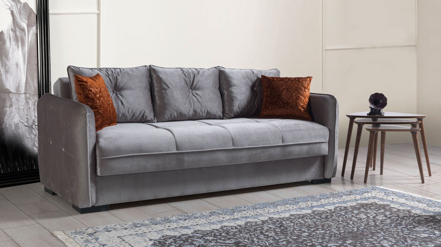 Torino canapé lit clic-clac 3 places avec coffre de rangement