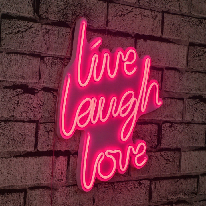 Éclairage LED en plastique décoratif Live Laugh Love - Pink