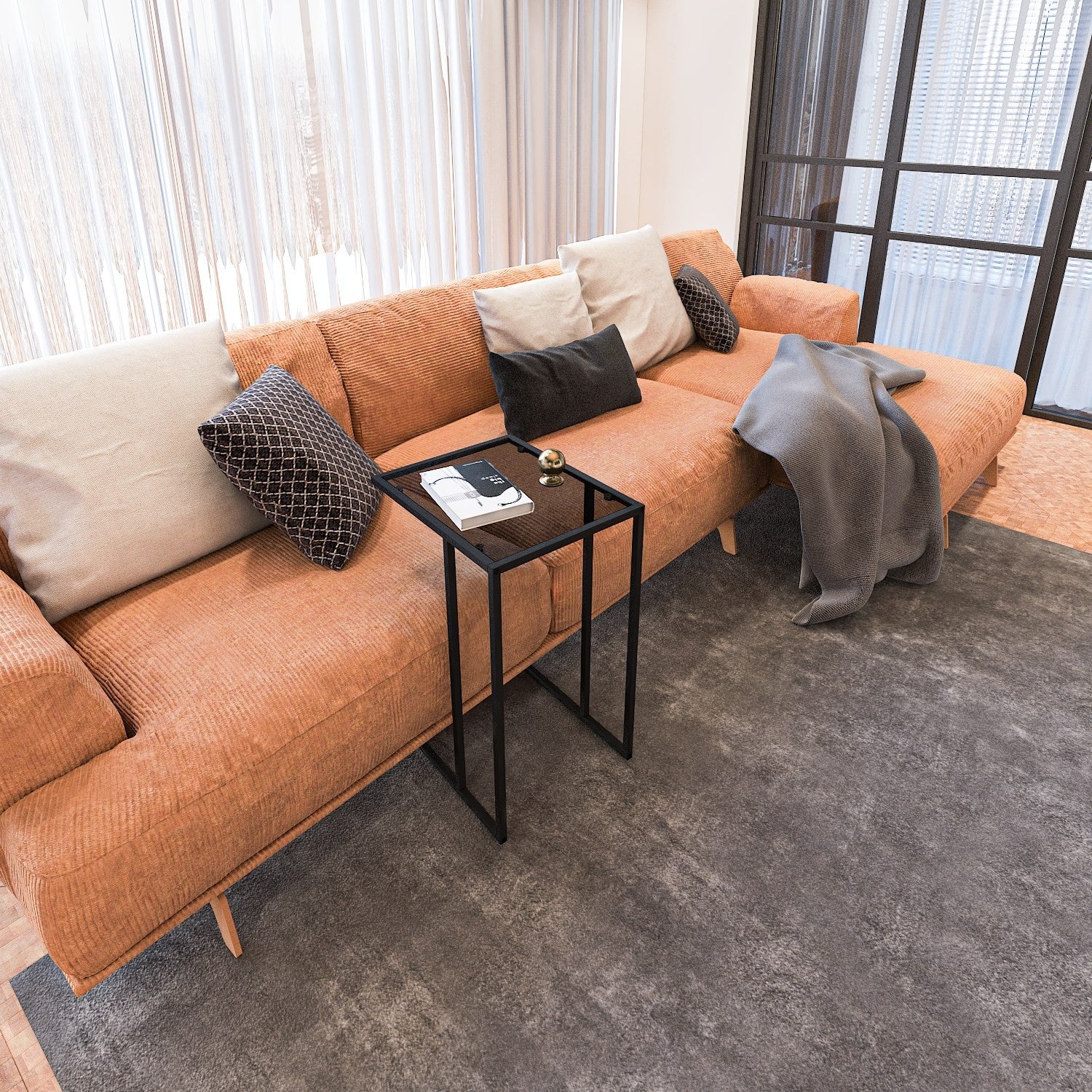 Table de nidification (3 pièces) İbiza - Black, Smoked Glass