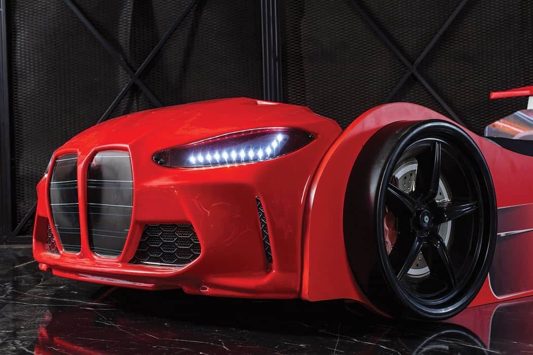 LIT VOITURE ENFANT 90X190CM ROUGE OU BLANC - GTX