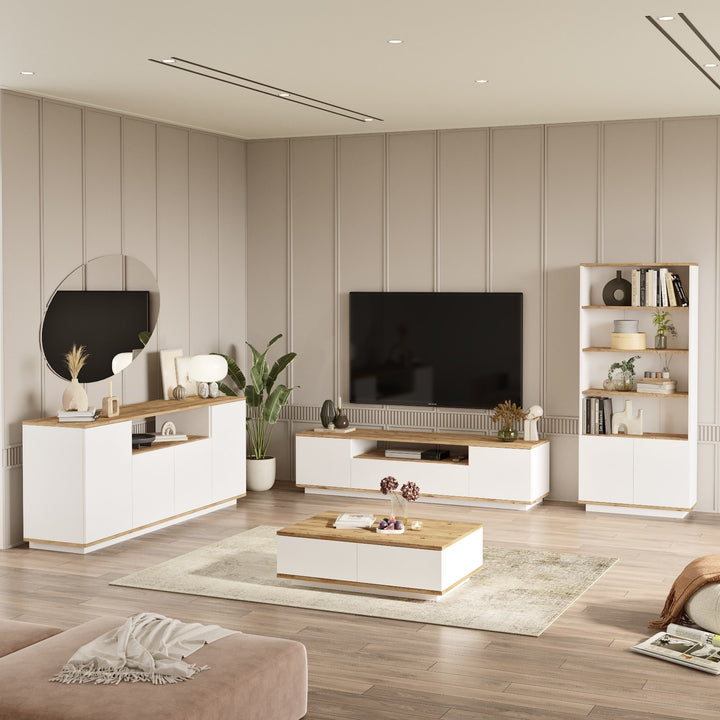 Ensemble de meubles de salon Dani Bois clair et Blanc