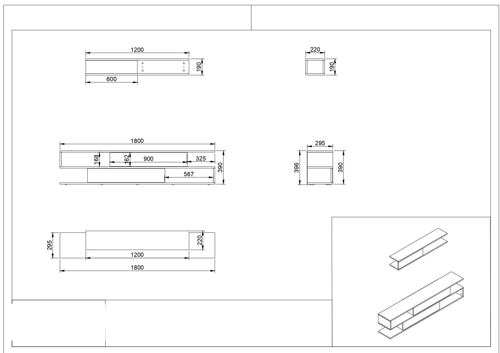 Unité de télévision Manyetik - White, Walnut