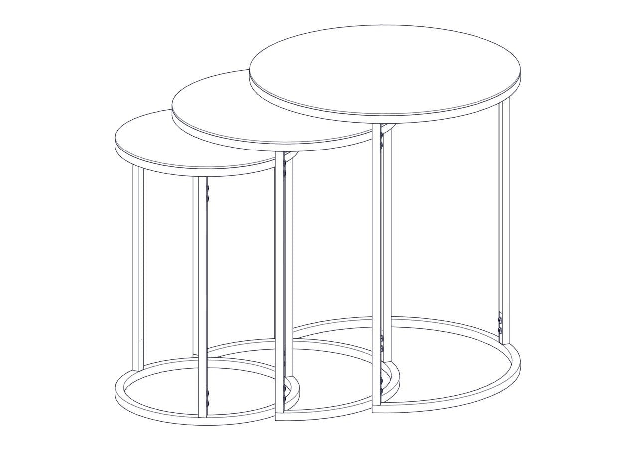 Set de 3 tables d'appoint kyyjärvi rondes gigognes noir transparent