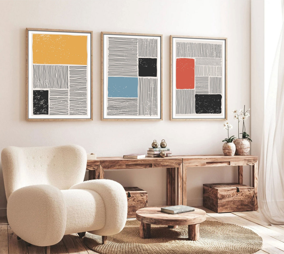 Peinture MDF encadrée décorative (3 pièces) Huhu132 - 70 x 50