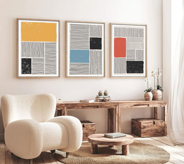 Peinture MDF encadrée décorative (3 pièces) Huhu132 - 70 x 50