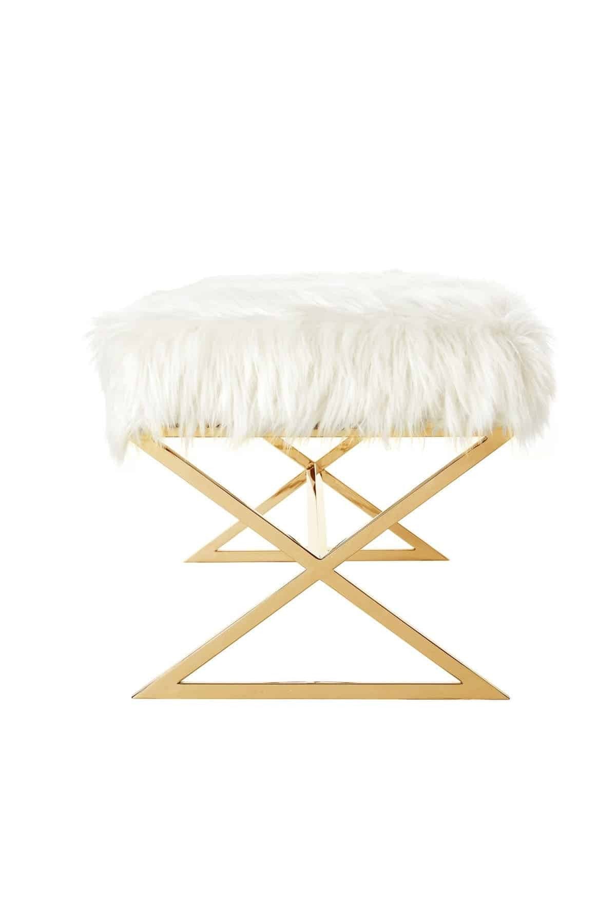 Luxury Banc peluche or blanc