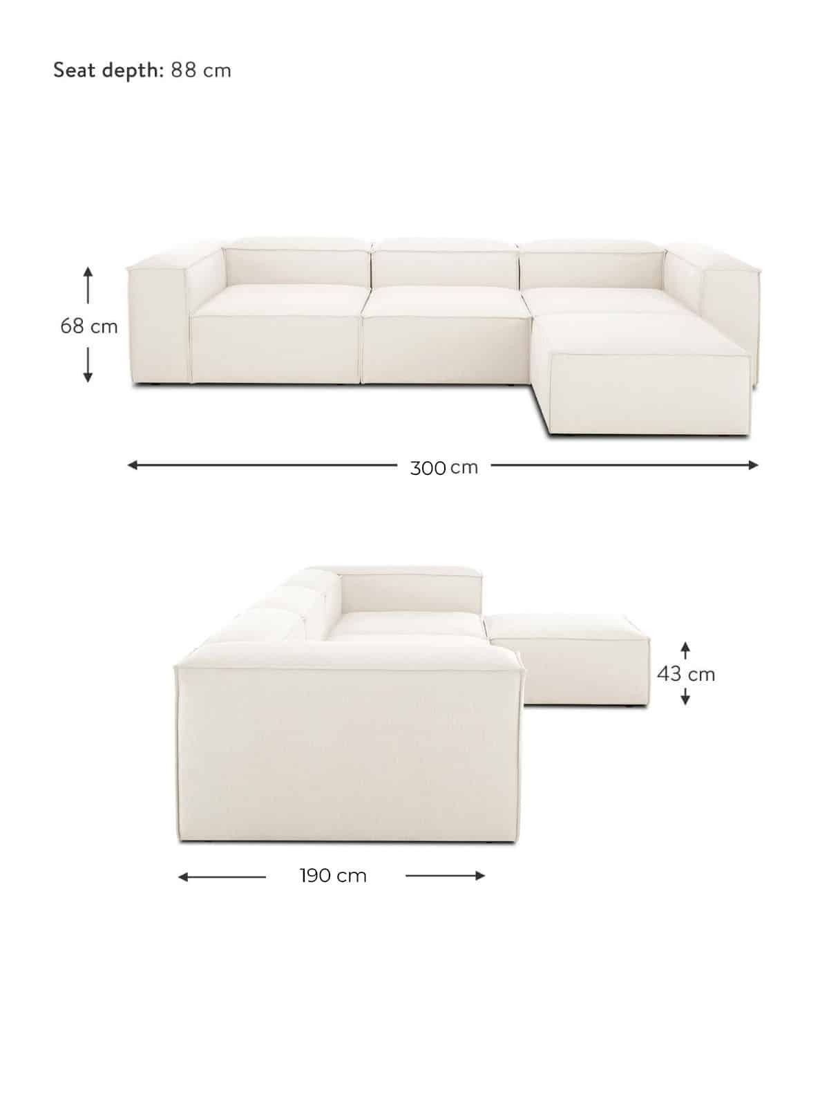 Canapé modulable 4 places en Lin avec pouf Frid