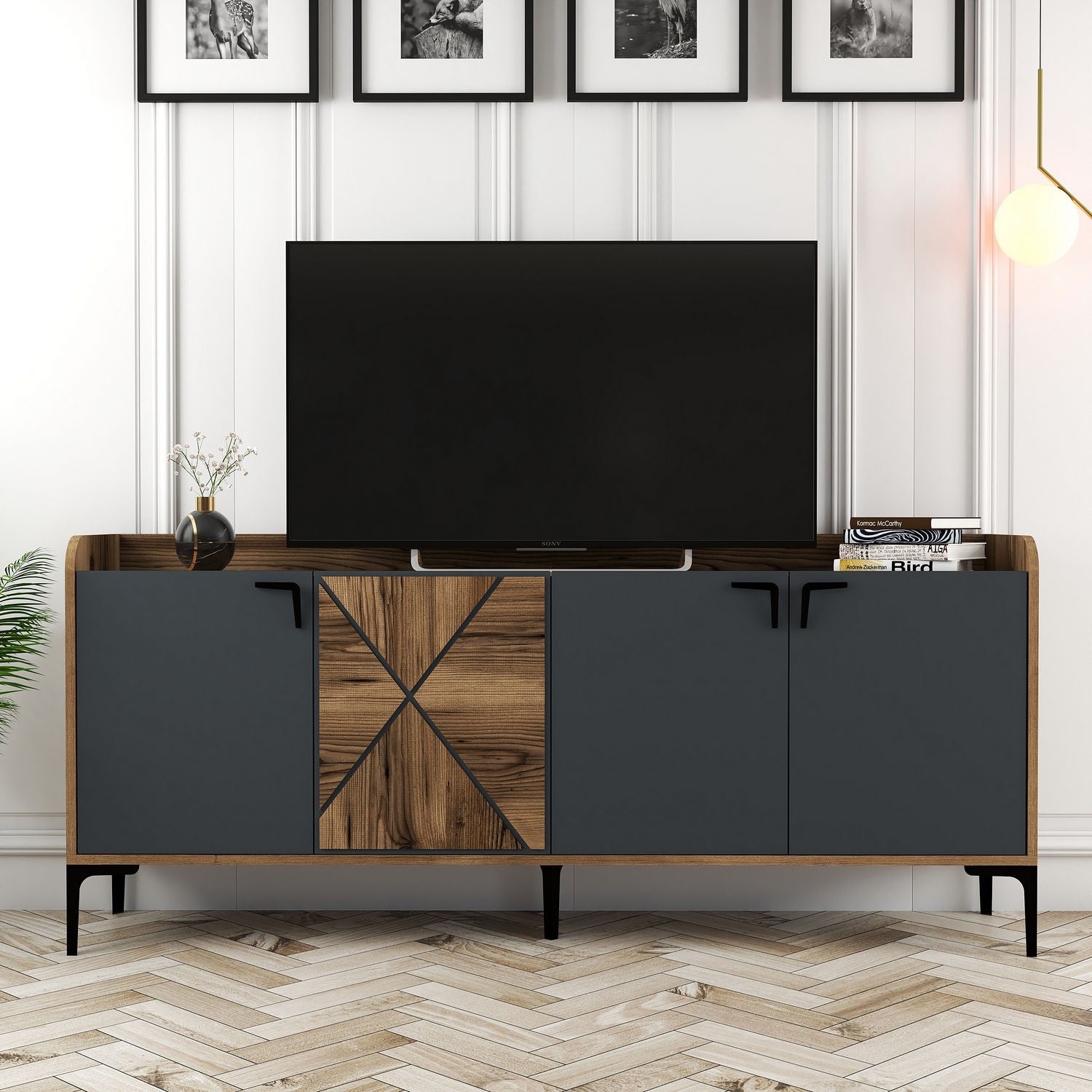 Console Venedik - Walnut, Anthracite