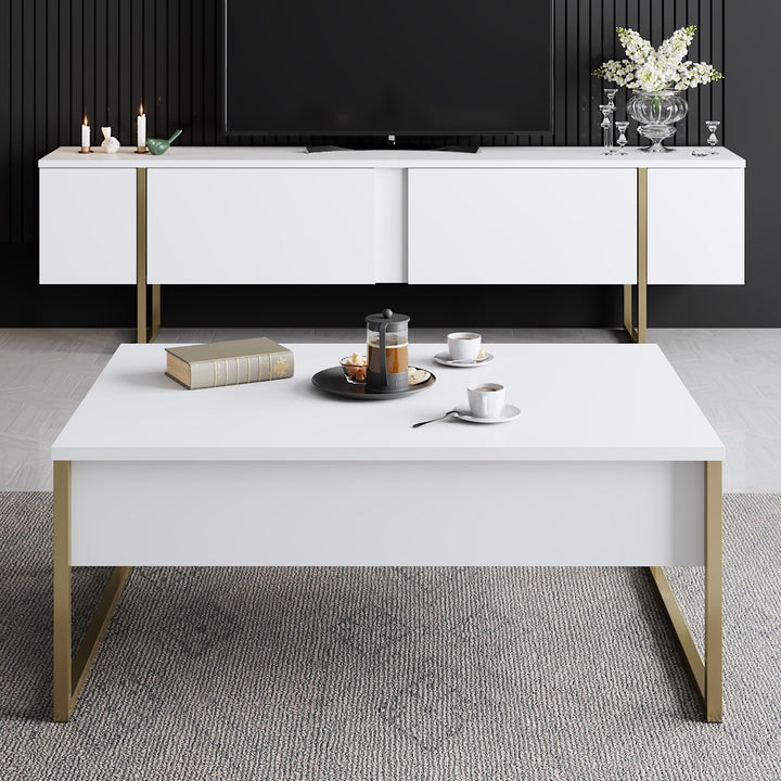 Ensemble de meubles de salon Luxe Set - White, Gold