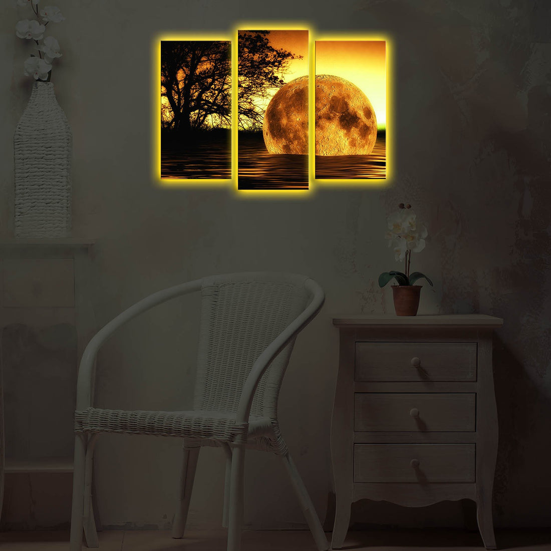 Peinture décorative LED éclairée en toile (3 pièces) 3PATDACT-26