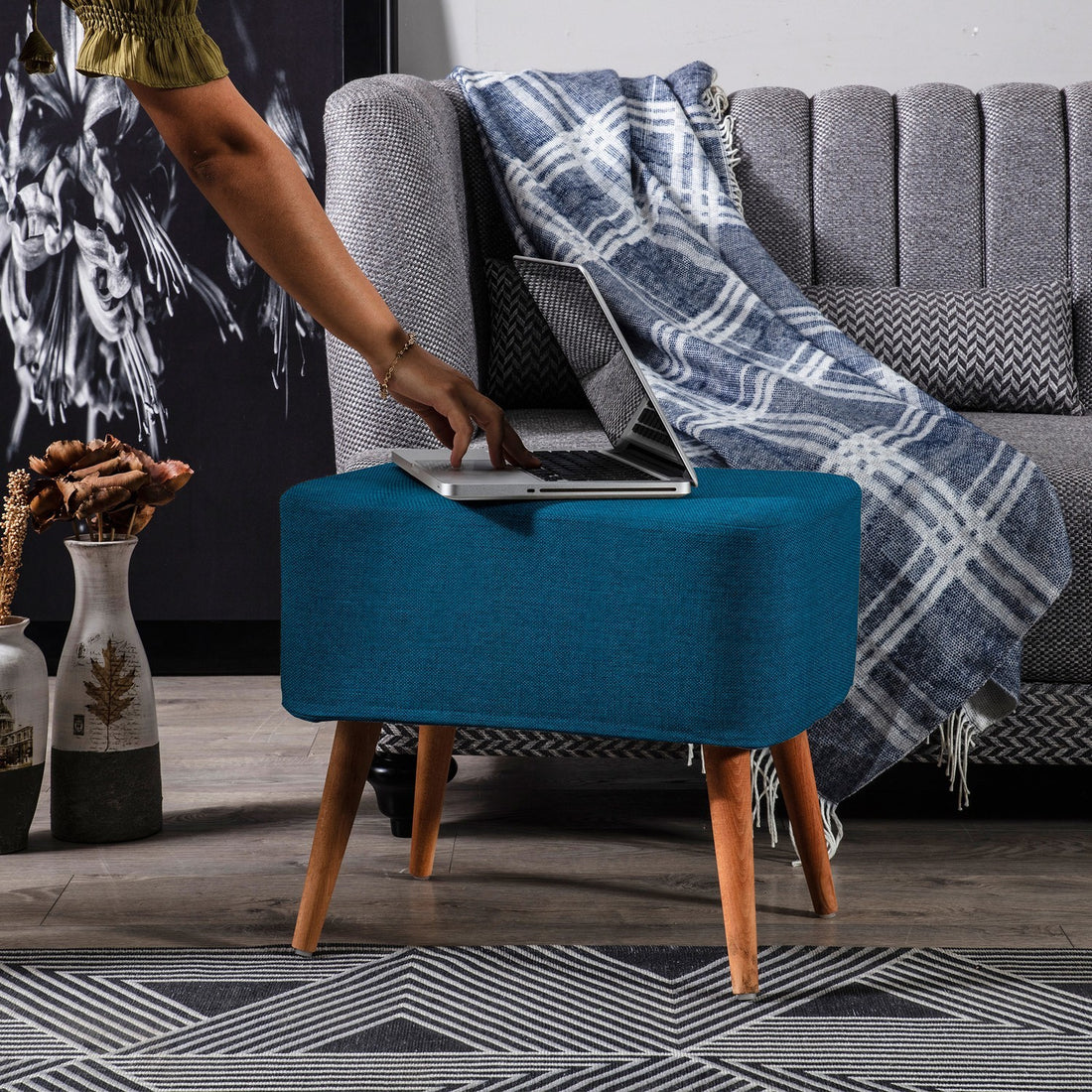 Albina Pouf bleu