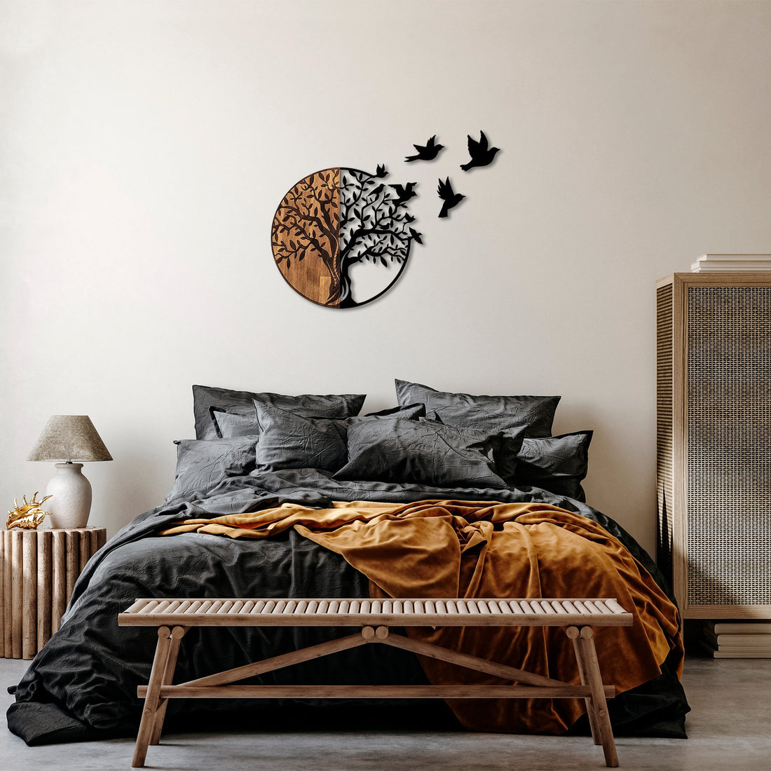 Accessoire mural en bois décoratif Tree And Birds - 322