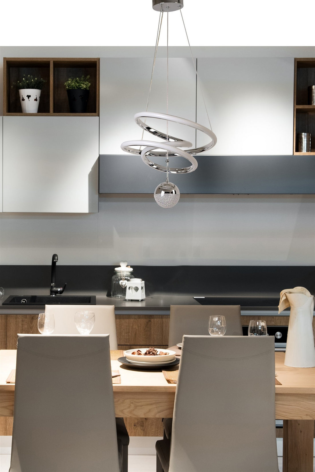 Lustre Mabel Lampe à Suspension LED Simple Chrome 3 Couleurs