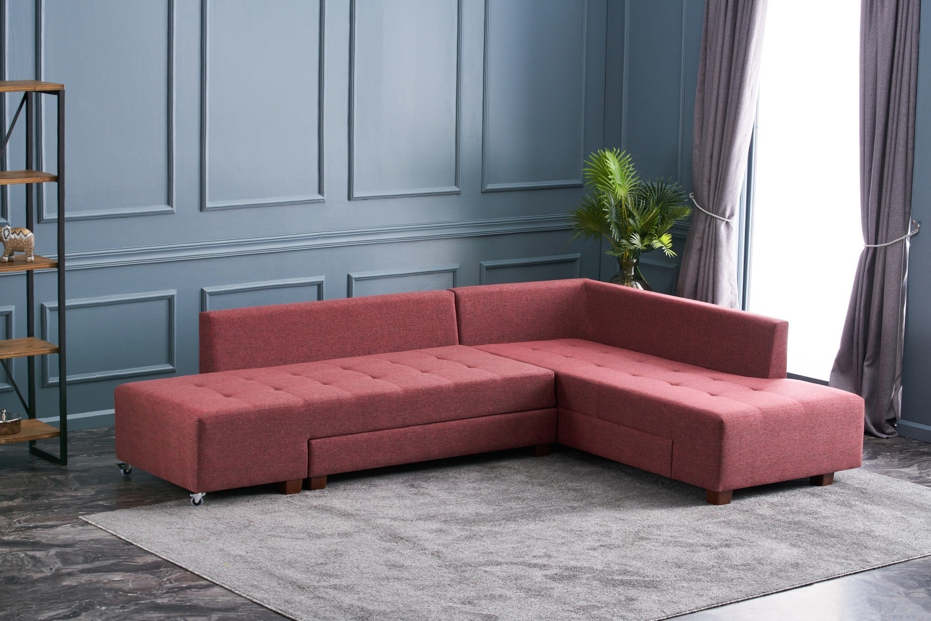 Canapé d'angle Manama Corner Sofa Bed Right - Claret Red